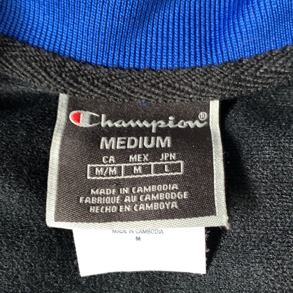 COPY - Champion black zip front jacket royal blue/red sleeve w Champion decals … - Picture 2 of 5